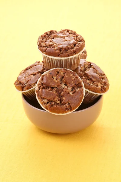 Pilha Deliciosos Muffins Chocolate Comida Bebida — Fotografia de Stock