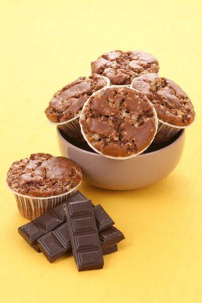 Stack Läckra Chokladmuffins Mat Och Dryck — Stockfoto