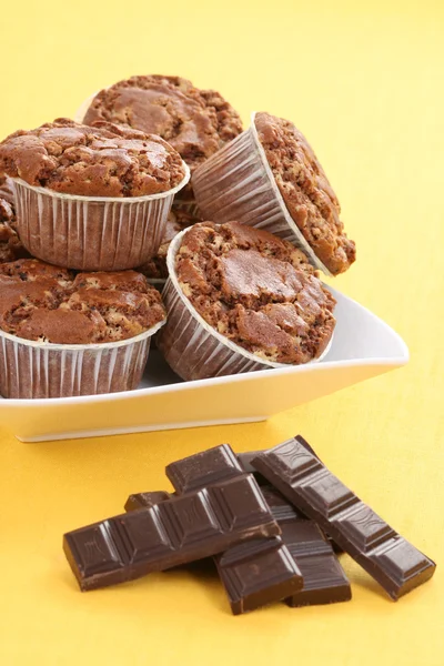 Leckere Schokoladenmuffins Essen Und Trinken — Stockfoto