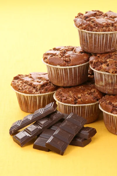 Heerlijke Chocolade Muffins Eten Drinken — Stockfoto
