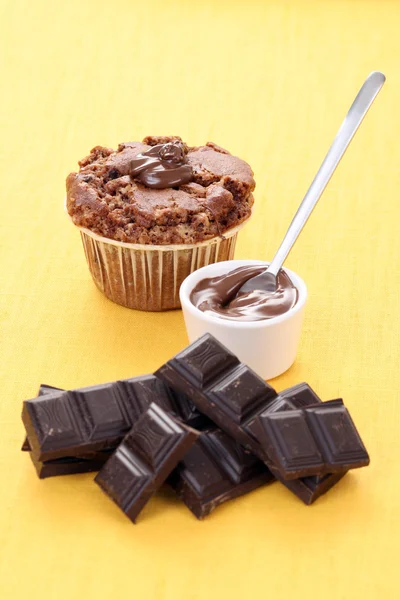 Delicious Chocolate Muffin Food Drink — Stock Photo, Image