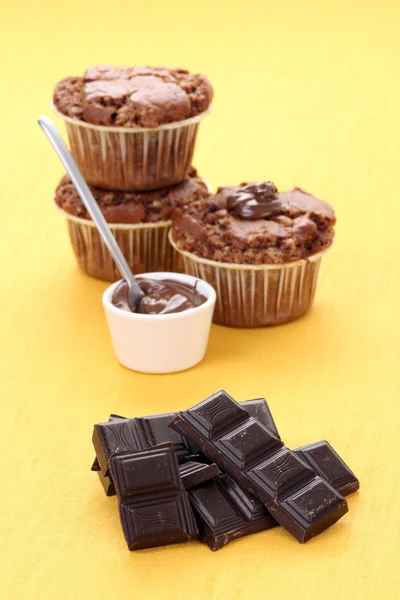 Вкусные Шоколадные Кексы Еда Напитки — стоковое фото