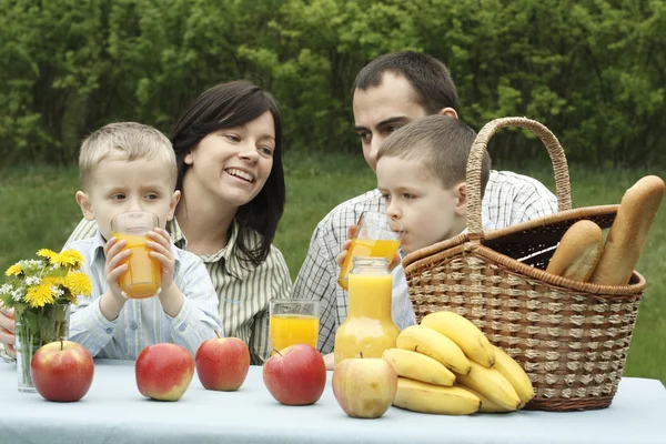 幸福的家庭和户外野餐 — 图库照片