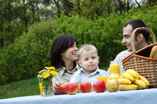 幸福的家庭和户外野餐 — 图库照片