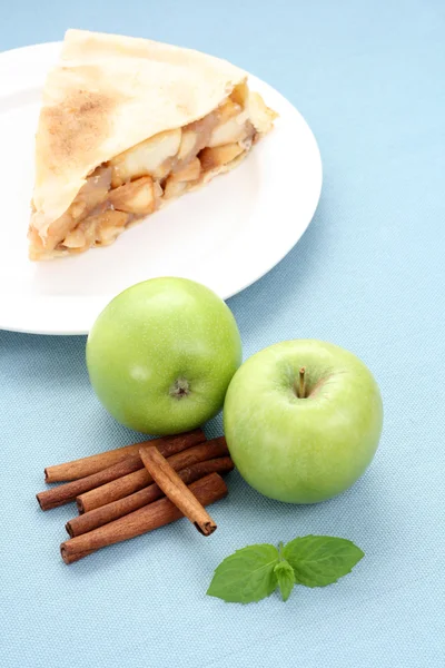 Plate Apple Pie Fresh Fruits — Stock Photo, Image