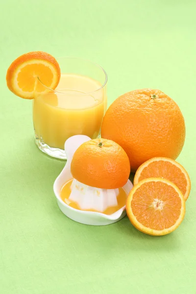 Glass Fresh Orange Juice Some Fresh Fruits — Stock Photo, Image