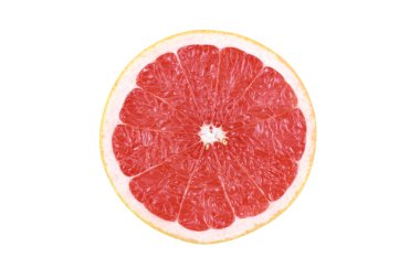 close-ups of fresh red grapefruit slice isolated on white clipart