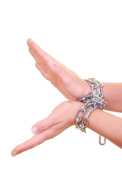 Two Hands Chain Isolated White — Stock Photo, Image