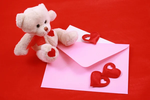 Αφήστε Ένα Ρομαντικό Μήνυμα Χαρτί Τουλίπα Και Κόκκινη Καρδιά — Φωτογραφία Αρχείου