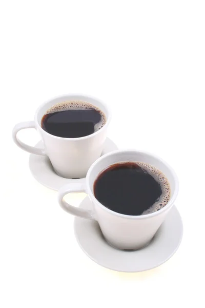 Δύο Φλιτζάνια Καφέ Που Απομονώνονται Λευκό — Φωτογραφία Αρχείου