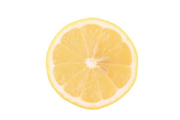 Detailní Záběry Plátky Čerstvého Citronu Izolované Bílém — Stock fotografie