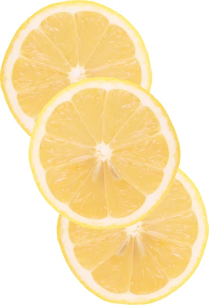 Крупним Планом Свіжі Скибочки Лимона Ізольовані Білому — стокове фото