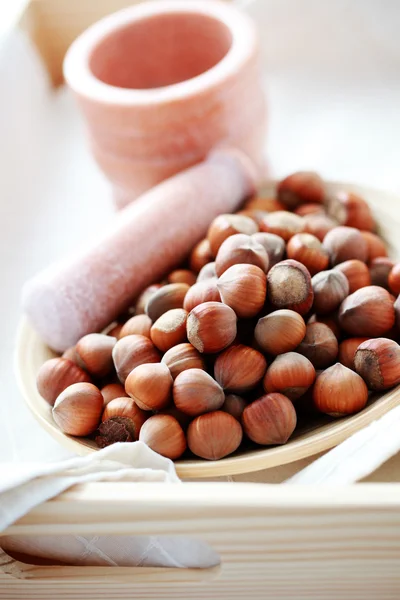 Bowl Full Hazelnuts Food Drink — Stock Photo, Image