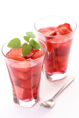 two glasses of strawberry jelly - delicious dessert clipart