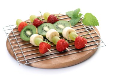 fruity shishkabobs ready for bbq party isolated clipart