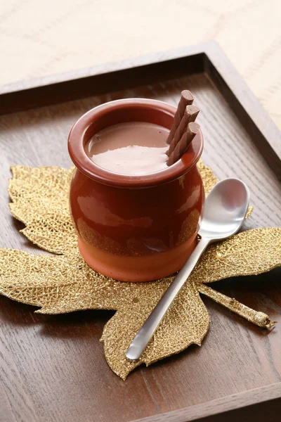 Стакан Шоколадного Крема Вкусный Десерт — стоковое фото