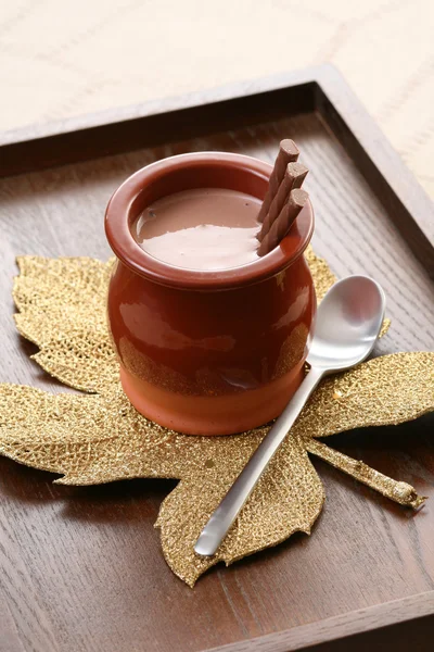 stock image glass of chocolate cream - delicious dessert