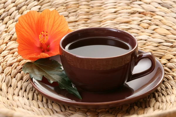 Xícara Chá Hibisco Cuidados Saúde — Fotografia de Stock