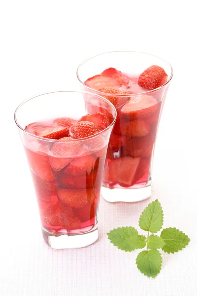 Two Glasses Strawberry Jelly Delicious Dessert — Stock Photo, Image