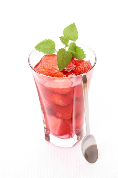 草莓果冻 玻璃美味甜点 — 图库照片