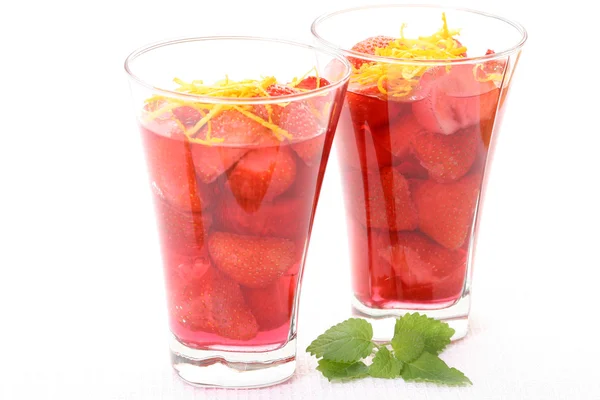 Two Glasses Strawberry Jelly Delicious Dessert — Stock Photo, Image