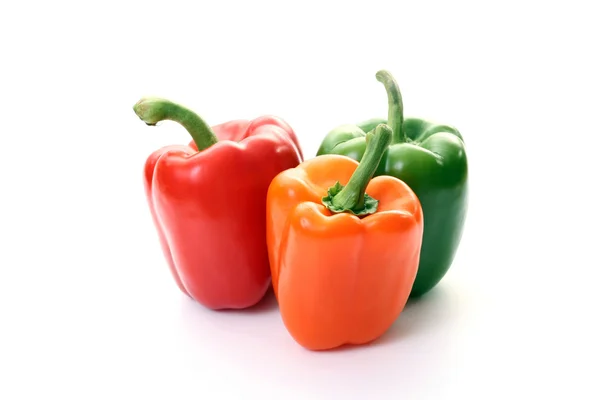 Three Fresh Peppers Isolated White Background — Stock Photo, Image