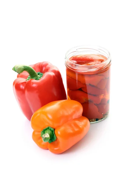 Jar Delicious Pepper Isolated White — Stock Photo, Image