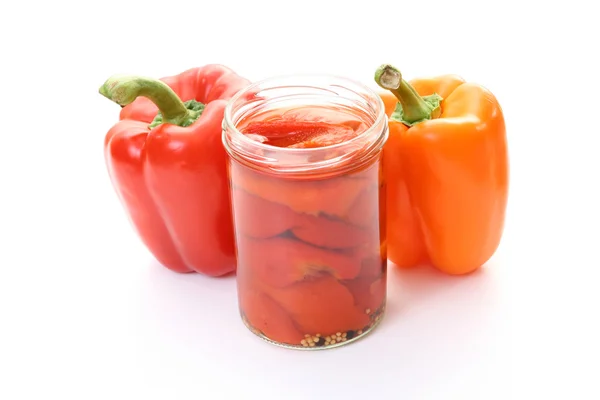 stock image jar of delicious pepper isolated on white