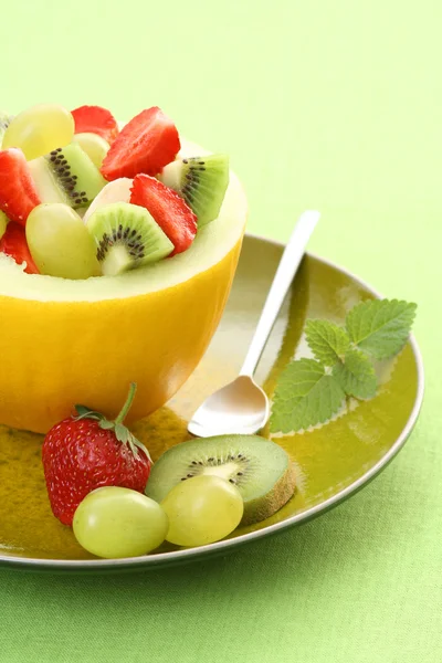 Gyümölcsös Saláta Sárgadinnye Finom Desszert — Stock Fotó