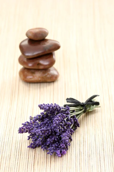 Bunch Lavender Flowers Brown Stones — Stock Photo, Image