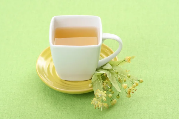 Xícara Chá Flores Tília Verde — Fotografia de Stock