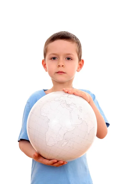 Ребёнок и глобус — стоковое фото