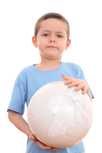Chlapec Let Globe Vzdělávací Předmět — Stock fotografie