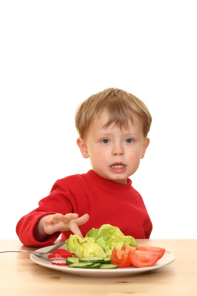 Boy and vegetables — Stock Photo, Image