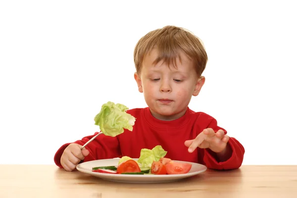 Chłopiec i warzywa — Zdjęcie stockowe
