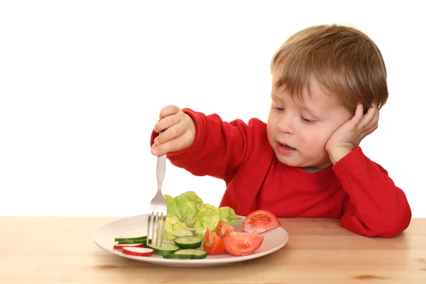 Chlapec a zelenina — Stock fotografie