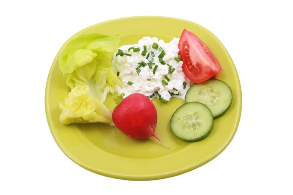 Plate Vitamins Light Breakfast Isolated White — Stock Photo, Image