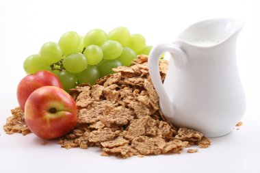 healthy snack - pile of cereals and grapes close-ups clipart