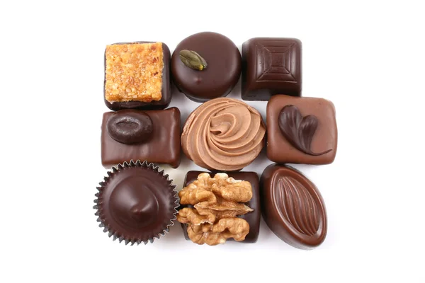 Close Ups Van Gemengde Chocolade Wit Wordt Geïsoleerd — Stockfoto