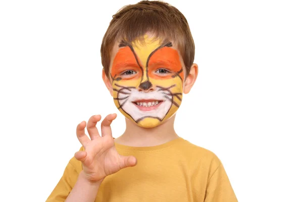 Boy with painted face — Stock Photo, Image