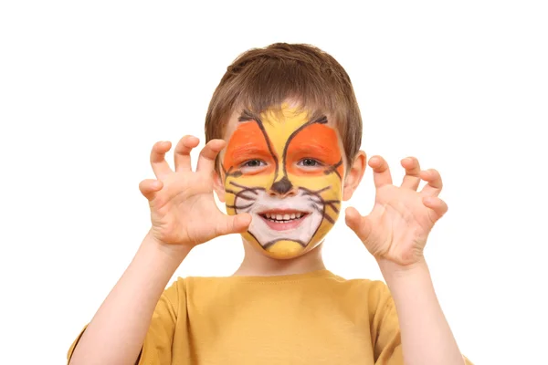Хлопчик з пофарбованим обличчям — стокове фото