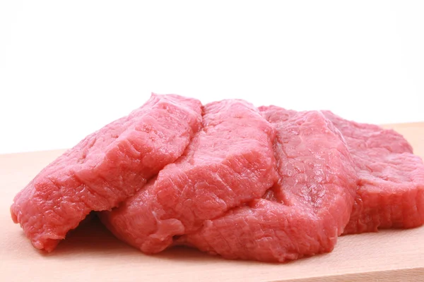 Frisches Rindfleisch Bord Bereit Isoliert Auf Weißem Fleisch Kochen — Stockfoto