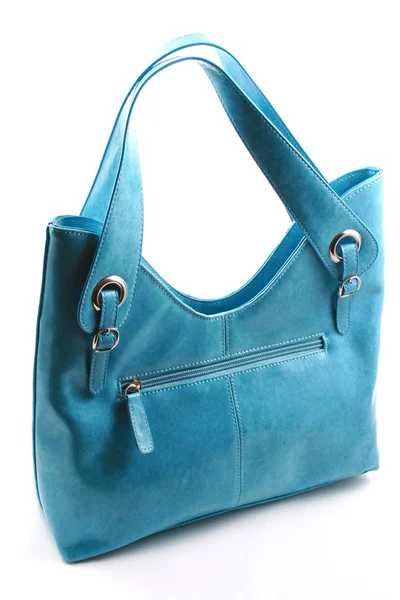 Close Ups Blue Handbag Isolated White — Stock Photo, Image