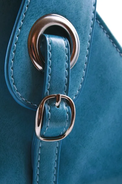 Close Ups Bolsa Azul Isolado Branco — Fotografia de Stock