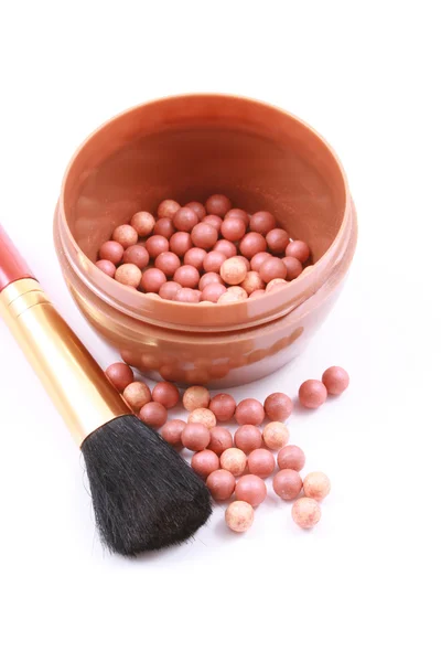 Schönheitsbehandlung Bronzing Perlen Isoliert Auf Weiß — Stockfoto