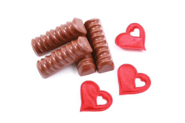 Chocolates Con Corazón Rojo Regalo Aislado Blanco —  Fotos de Stock