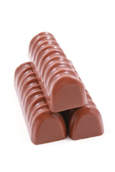 Deliciosos Chocolates Aislados Blanco —  Fotos de Stock