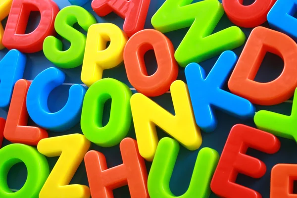 Colorful Letters Blue Board Close Ups — Stock Photo, Image