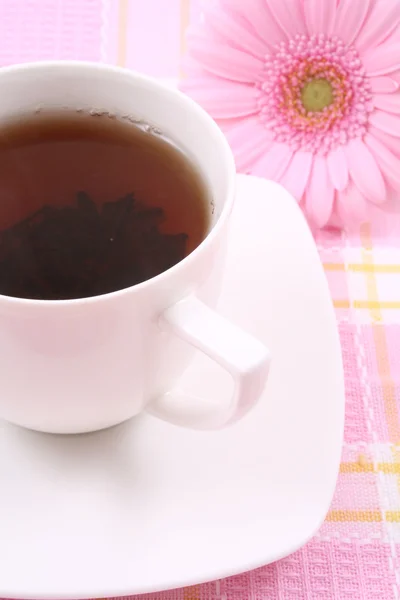 Xícara Chá Com Prazer — Fotografia de Stock