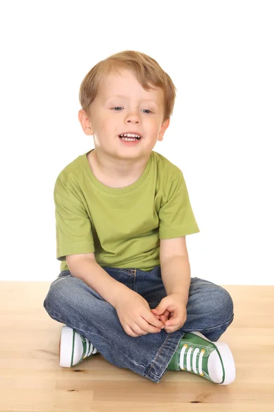Щасливий Посміхнеться Трирічний Хлопчик Ізольований Білому — стокове фото